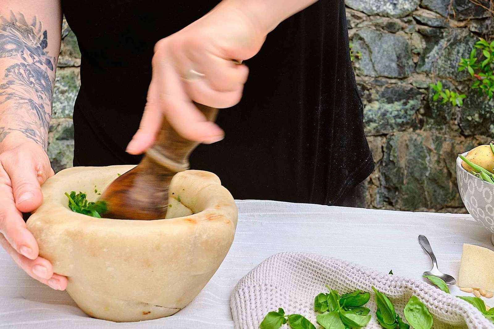 Levanto, Cinque terre: Verse pasta en pesto kookles